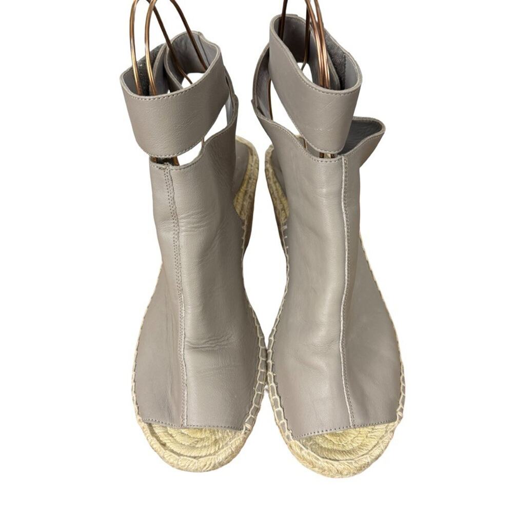 Vince Espadrille Wedge Leather Gray Ankle Strap Sandals Shoes Boho Resort sz 10 - Picture 6 of 16